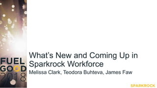 What’s New and Coming Up in
Sparkrock Workforce
Melissa Clark, Teodora Buhteva, James Faw
 