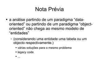 Desenvolvimento em .Net - Dados vs Objectos