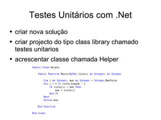 Desenvolvimento em .Net - Testes Unitários