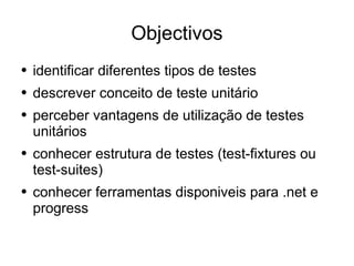 Desenvolvimento em .Net - Testes Unitários