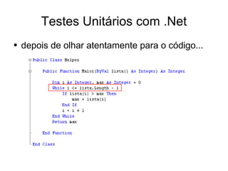 Desenvolvimento em .Net - Testes Unitários