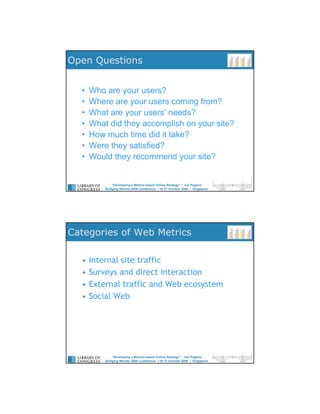 “Developing a Metrics-based Online Strategy”