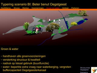 Typering scenario BI: Beter benut Oegstgeest
Hoofditems:   Wonen   Werken   Voorzieningen   Groen en water   Verkeer   Parkeren




Groen & water

-   handhaven alle groenvoorzieningen
-   versterking structuur & kwaliteit
-   nadruk op lokaal gebruik (buurtfunctie)
-   water: beperkte extra vraag naar waterberging, vergroten                         Structuurvisie
    Inbo Adviseurs Stedenbouwkundigen Architecten
    buffercapaciteit Oegstgeesterkanaal                                              Oegstgeest
 