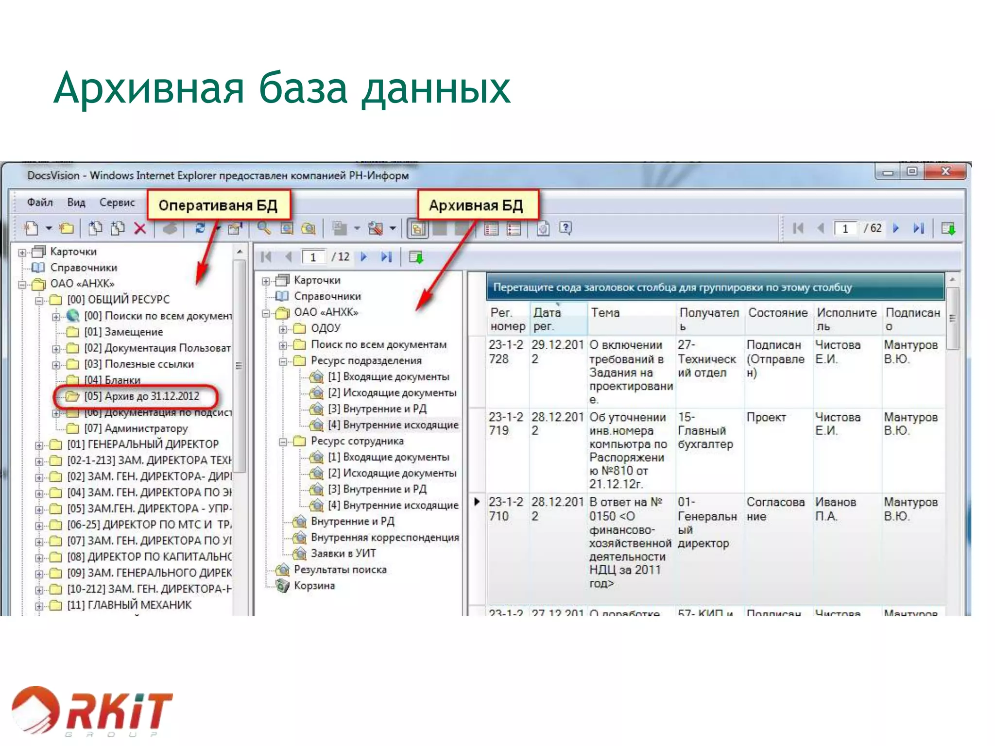 Архивная база данных
 