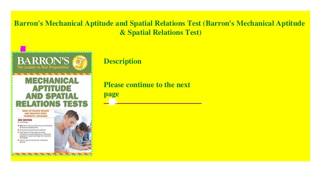 Barron S Mechanical Aptitude And Spatial Relations Test 2nd Edition