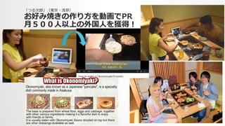 「つる次郎郎」（東京・浅草）
お好み焼きの作り⽅方を動画でPR
⽉月５００⼈人以上の外国⼈人を獲得！
 