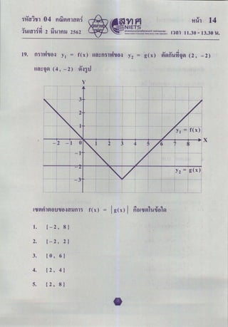 O-Net คณิตศาสตร์ ม.6 2562