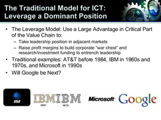 The Traditional Model for ICT: Leverage a Dominant Position <ul><li>The Leverage Model: Use a Large Advantage in Critical ...