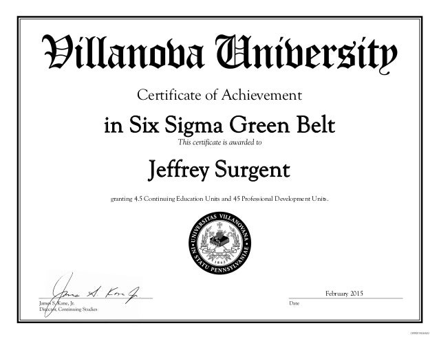 Villanova Green Belt Certification Exam
