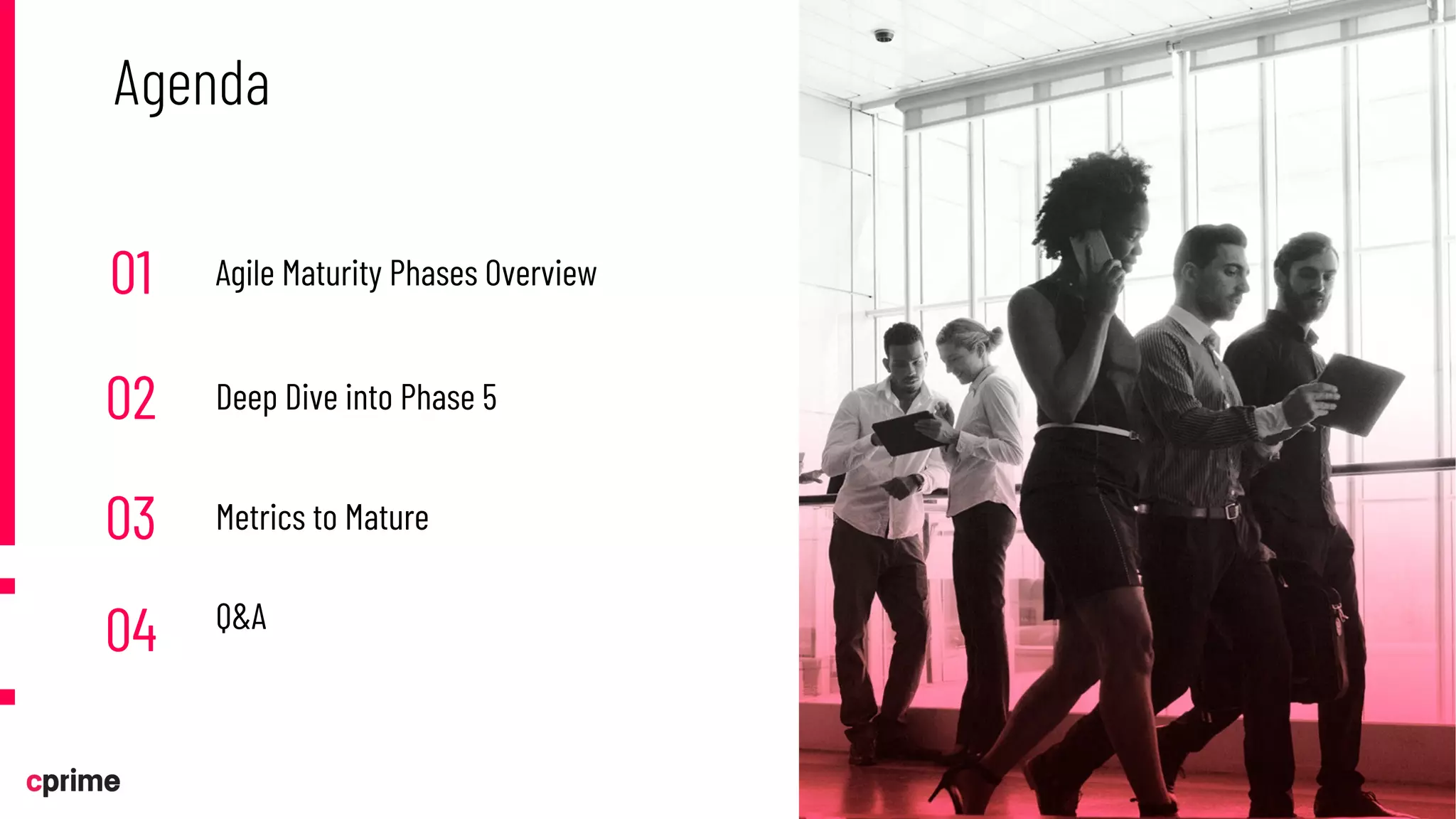 01 Agile Maturity Phases Overview
02 Deep Dive into Phase 5
03 Metrics to Mature
04 Q&A
Agenda
 