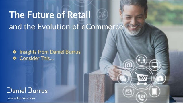 The Future of Retail
and the Evolution of eCommerce
❖ Insights from Daniel Burrus
❖ Consider This…
www.Burrus.com
 