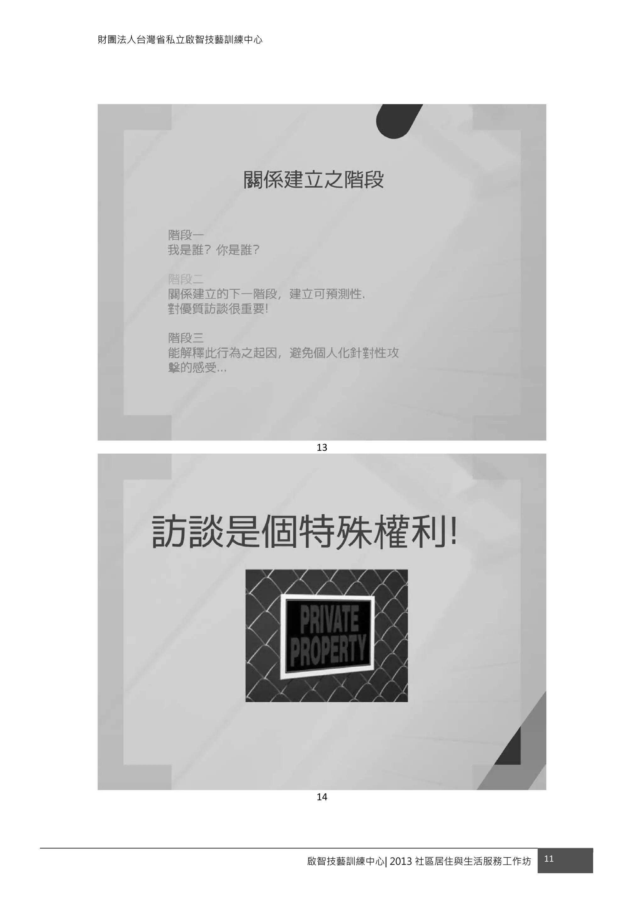 財團法人台灣省私立啟智技藝訓練中心
啟智技藝訓練中心| 2013 社區居住與生活服務工作坊 11 
 
 
 
 
13 
 
14 
 
 
 