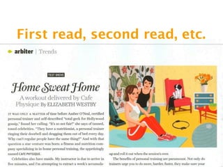 First read, second read, etc.
 