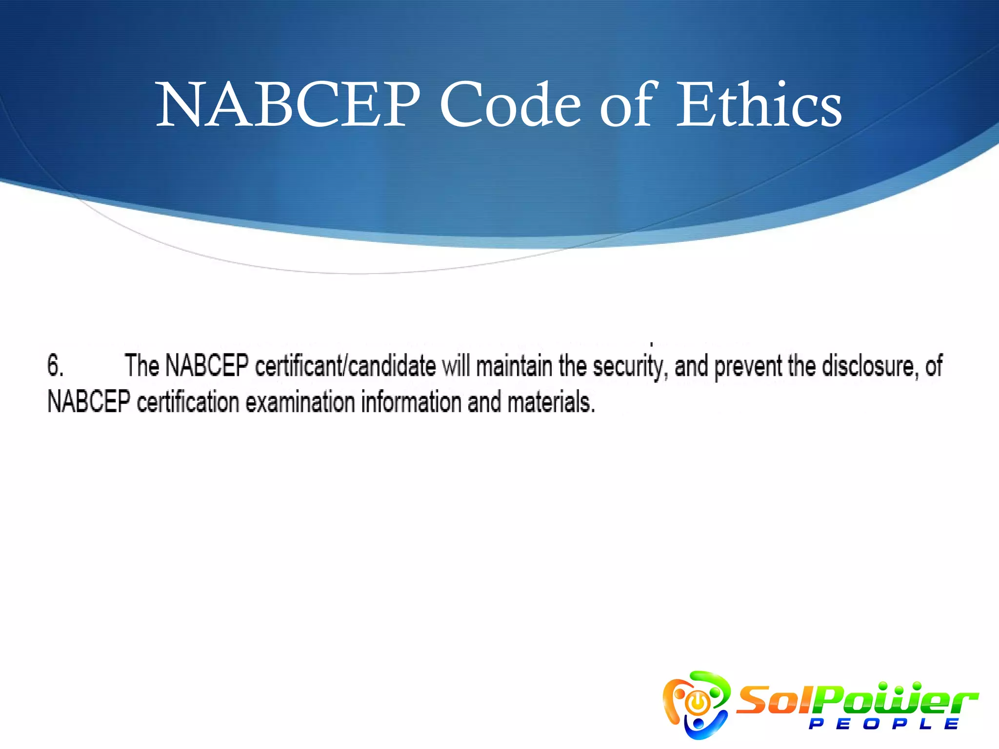 NABCEP Code of Ethics
 
