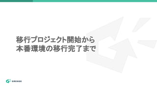 移行プロジェクト開始から
本番環境の移行完了まで
 