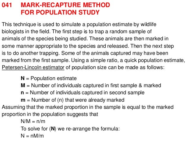 041 mark recapture method for population study