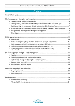 NOVOgen BROWN -- Commercial Layers Management Guide | PDF
