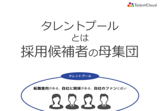 Copyright (C) TalentCloud, Inc. All Right Reserved.
タレントプール
とは
採⽤候補者の⺟集団
 