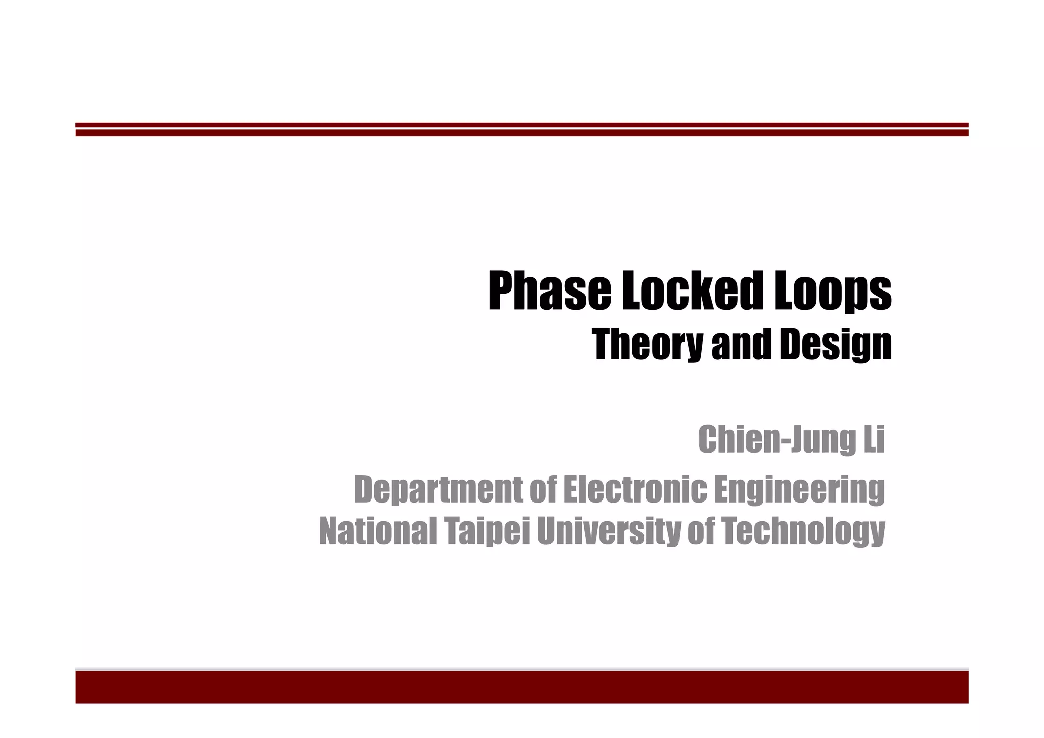 Phaselocked Loops Theory and Design PPT
