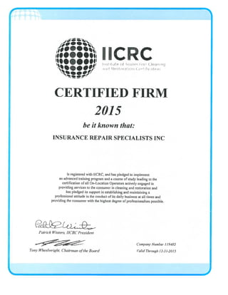 IICRC 2015 I.R.S.