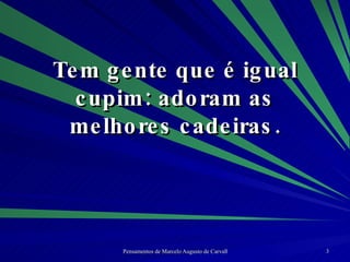 Tem gente que é igual cupim: adoram as melhores cadeiras. 