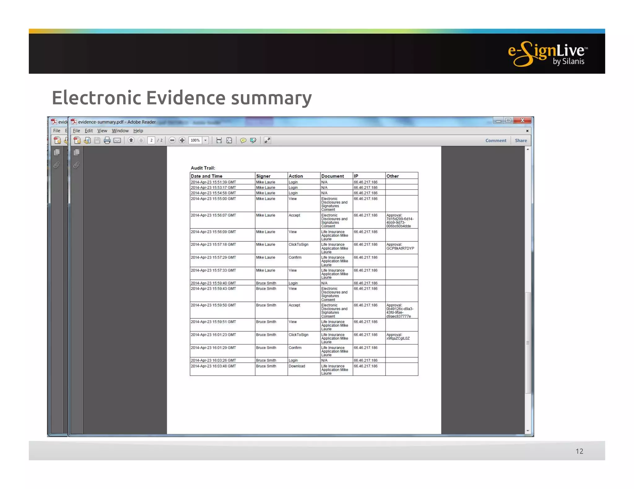 Electronic Evidence summary
12
 