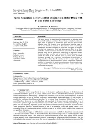 Speed Sensorless Vector Control of Induction Motor Drive with PI and ...