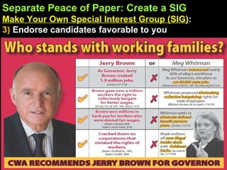 Separate Peace of Paper: Create a SIG Make Your Own Special Interest Group (SIG) :  3)  Endorse candidates favorable to you 
