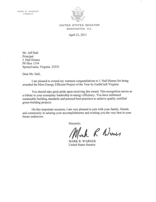 042611 Letter From Mark R. Warner (United States Senator)