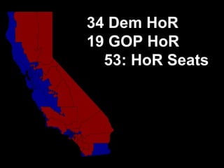 34 Dem HoR 19 GOP HoR   53: HoR Seats 