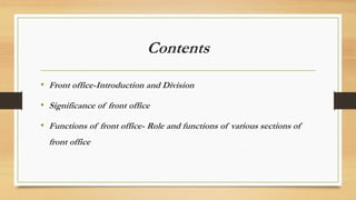 Comprehensive Guide to Front Office Management in Hospitality | PDF