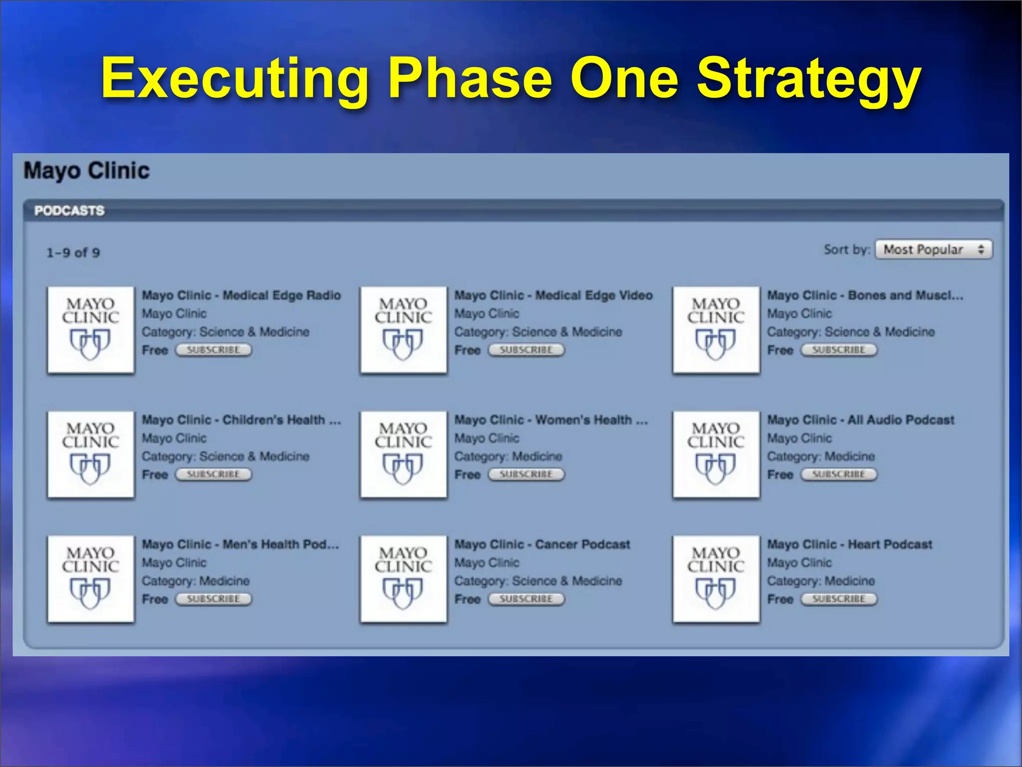Executing Phase One Strategy
 