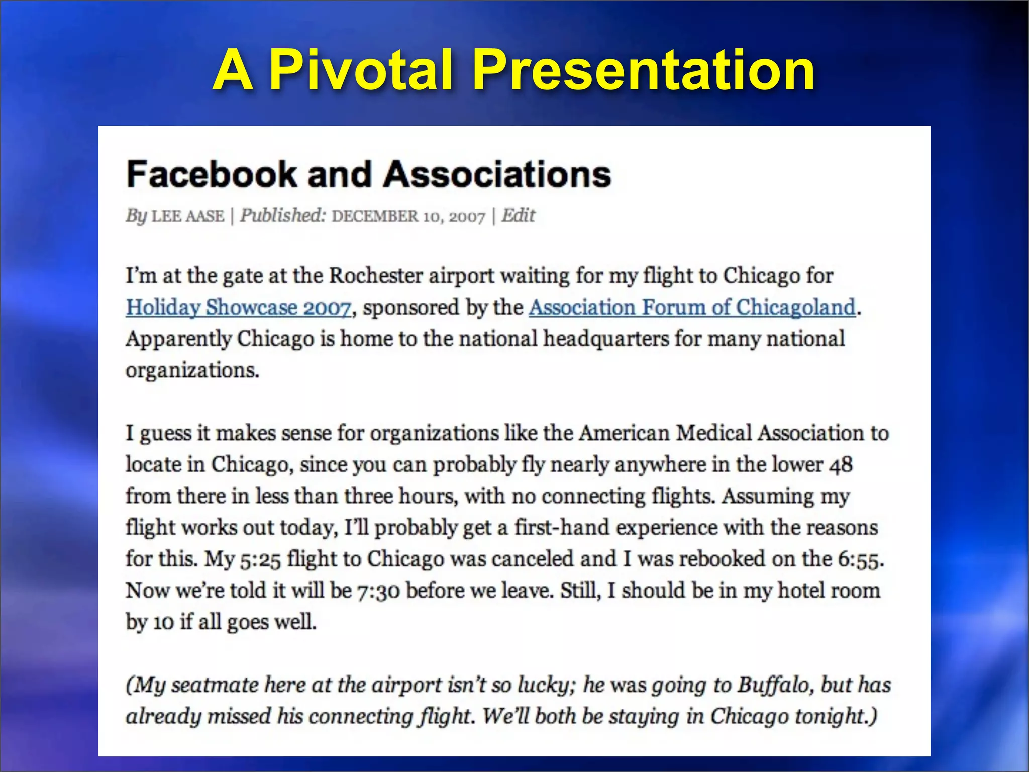 A Pivotal Presentation
 