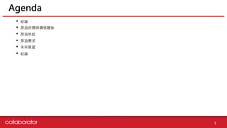 Agenda
• 結論
• 原油供需與價格關係
• 原油供給
• 原油需求
• 未來展望
• 結論
3
 