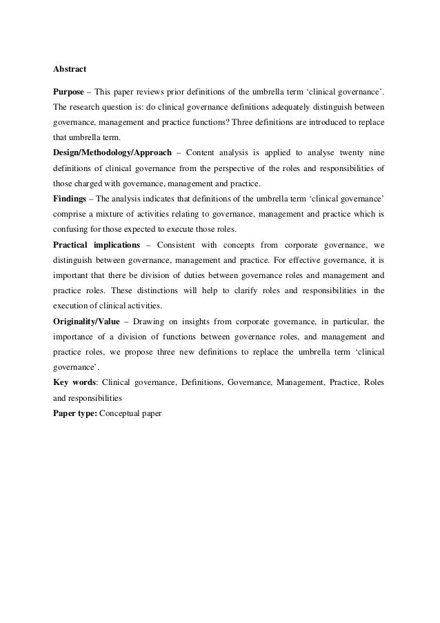 Essays on clinical governance board