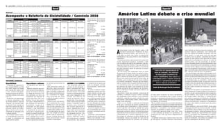 6 • Julho/2009 • J O R N A L D A A S S O C I A Ç Ã O D O S S E R V I D O R E S D O P R O D E R J                                                                                                                                                                    J O R N A L D A A S S O C I A Ç Ã O D O S S E R V I D O R E S D O P R O D E R J • Julho/2009 •       7
                                                                                           Geral                                                                                                                                                                       Especial

                                                                                                                                                                                             América Latina debate a crise mundial
Unimed

Acompanhe o Relatório de Sinistalidade / Convênio 3056
                                                                                                                                                       Total de Receitas: R$ 570.915,38
                              Despesas                                                            Usuários                     Contra Prestação
   Compet.                                                        Outras Despesas                                                                      Total de Despesas: R$ 414.065,86
              Serviço        Local          Intercâmbio                                      Ativos      Sinistrados        Emitida       Recebida     Saldo:             R$ 156.849,52
              Consultas     37.680,00         23.212,25 OPME               26.314,00                                                                   Utilização por área:
                                                                                                                                                       Na rede local:
              Serviço       72.075,35         90.268,51 Reembolso           3.303,60
                                                                                                                                                       R$ 221.880,27            53.59%
              Trat.Med.     21.141,01          1.077,75 NAC                         0,00     1982              1059       570.915,38    570.138,85     Intercâmbio:
 Abril/2009                                                                                                                                            R$ 162.567,99            39.26%
              Guias         90.983,91         48.009,48 Oncologia                   0,00
                                                                                                                                                       Outras despesas:
              Total        221.880,27        162.567,99 Diversas                    0,00                                                               R$ 29.617,60              7.15%
                                                          Total            29.617,60                                                                   Total:            R$ 414.065,86
    TOTAL                  221.880,27        162.567,99                    29.617,60                                      570.915,38    570.138,85     Índice de Sinistralidade: 72,53%


                              Despesas                                                            Usuários                     Contra Prestação        Total de Receitas: R$ 571.674,82
   Compet.                                                        Outras Despesas                                                                      Total de Despesas: R$ 388.535,29
              Serviço        Local          Intercâmbio                                      Ativos      Sinistrados        Emitida       Recebida     Saldo:             R$ 183.139,53
              Consultas     29.950,00         44.060,33 OPME               23.654,96                                                                   Utilização por área:
              Serviço       85.834,79         70.718,17 Reembolso           6.147,60                                                                   Na rede local:                      Manifestações pelas ruas do Centro Histórico de Quito                                                             Marcos Villela, diretor da ASCEPDERJ, fala sobre o Brasil
                                                                                                                                                       R$ 158.862,29            40.89%
              Trat.Med.     18.558,32          1.948,19 NAC                         0,00     1978            1.138        571.674,82    568.091,30     Intercâmbio:



                                                                                                                                                                                           A
 Maio/2009
              Guias         24.519,18         83.143,75 Oncologia                   0,00                                                               R$ 199.870,44            51.44%          Universidade Central do Equador sediou o XIII                                                                como também as diversas áreas da economia, com
                                                                                                                                                       Outras despesas:
              Total        158.862,29        199.870,44 Diversas                    0,00                                                                                                        Seminário Internacional “Problemas da Revo-                                                                  enormes impactos ambientais, crise institucional,
                                                                                                                                                       R$ 29.802,56              7.67%
                                                          Total            29.802,56
                                                                                                                                                                                                lução na América Latina”, que ocorreu de 13 a                                                                crise nas relações de trabalho e produção, crise nas
                                                                                                                                                       Total:            R$ 388.535,29
                                                                                                                                                                                           17 de julho, em Quito, com o tema “A resposta dos                                                                 áreas sociais, e o mais grave: uma crise que joga
    TOTAL                  158.862,29        199.870,44                    29.802,56                                      571.674,82    568.091,30     Índice de Sinistralidade: 67,96%    trabalhadores e dos povos frente à crise mundial do                                                               os países ricos no abismo, colocando para estes a
                                                                                                                                                                                           capitalismo”.                                                                                                     adoção de uma política mais agressiva no campo
                                                                                                                                                       Total de Receitas: R$ 570.042,26
                              Despesas                                                              Usuários                   Contra Prestação                                              Estiveram presentes representantes de movimentos                                                                militar, pela necessidade dos mesmos em obter as
   Compet.                                                        Outras Despesas                                                                      Total de Despesas: R$ 809.389,93
              Serviço         Local         Intercâmbio                                      Ativos      Sinistrados        Emitida       Recebida     Saldo:            R$ -239.347,67
                                                                                                                                                                                           sociais, organizações populares, estudantis e sindi-                                                              matérias primas, que são encontradas em abundân-
                                                                                                                                                                                           cais da maioria dos países do continente, com des-                                                                cia nos chamados países em desenvolvimento e que
              Consultas      33.984,00         32.119,93 OPME             154.034,13                                                                   Utilização por área:
                                                                                                                                                       Na rede local:
                                                                                                                                                                                           taque para Venezuela, Bolívia e Cuba, que debateram                                                               levarão a cabo políticas para monopolizar as riquezas
              Serviço        78.950,79         96.796,07 Reembolso           6.356,22                                                                                                      a situação política na América Latina e o crescimento                                                             de outras nações. Alguns recursos estratégicos serão
                                                                                                                                                       R$ 230.053,10            28.42%
              Trat.Med.      37.689,64          1.784,51 NAC                        0,00     1985              1.151      570.042,26    546.827,14     Intercâmbio:                        das lutas populares diante da aplicação do projeto                                                                alvos dos monopólios internacionais, como energia e
 Junho/2009
              Guias          79.428,67       288.245,97 Oncologia                   0,00                                                               R$ 418.946,48            51.76%     neoliberal na região.                                        “uma crise de superprodução de                       água, essenciais para o desenvolvimento de qualquer
                                                                                                                                                       Outras despesas:                      Um dos temas mais enfatizados foram as ações                                                                    país. Tudo por causa do lucro e da ganância.
              Total        230.053,10        418.946,48 Diversas                    0,00                                                               R$ 160.390,35            19.82%     do governo dos Estados Unidos de apostar no dese-
                                                                                                                                                                                                                                                         bens de consumo, em contraste                         Uma das principais alternativas apresentadas no Se-
                                                          Total           160.390,36                                                                   Total:            R$ 809.389,93     quilíbrio entre os países da região, principalmente            ao baixo poder econômico da                        minário foi a de integração latino-americana dos povos
    TOTAL                  230.053,10        418.946,48                   160.390,36                                      570.042,26    546.827,14     Índice de Sinistralidade: 141,99%   após o anúncio do acordo entre o governo da Casa            massa trabalhadora. Sua causa é a                     através da Alternativa Bolivariana para as Américas,
                                                                                                                                                                                           Branca com o governo do presidente Álvaro Uribe, da        contradição entre o caráter social da                  antigo sonho do libertador Simon Bolívar, de Tiraden-
                                                                                                                                                                                           Colômbia, para a instalação de sete bases militares                                                               tes, de Solano López, de José Marti, e outros heróis
INFORME JURÍDICO                                                                                                                                                                           em território colombiano. Situação que tem aumen-
                                                                                                                                                                                                                                                      produção e a apropriação privada dos                   dos povos da América Latina. A atual crise serve na
Disponibilidade                       Rioprevidência e adicionais          no período prescricional de                 ASCPDERJ 2 X 0 O SOMBRA         o cumprimento de prazos por         tado as tensões entre os países da América do Sul               bens e riquezas produzidas”                       verdade como uma grande oportunidade para que os
  O mandado de segurança so-            O Judiciário tem fome de           5 anos.                                       Um associado utilizou os      parte da advogada contrata-         e se transformou numa das grandes preocupações                                                                    trabalhadores afirmem seus direitos e não permitam
bre a disponibilidade ocorrida        que?                                   Nos processos sobre os                    serviços de uma advogada, à     da da Ascpderj, exposto pelo        dos governos da região. Essa situação foi um dos                                                                  que lhes sejam retirados por empresas e governos
                                                                           adicionais, alguns associados                                               parecer.                            debates principais dos participantes do Seminário.          Trecho da Declaração Final do Seminário               neoliberais.
em 1996 chegou ao Proderj               Algumas situações que ocor-                                                    época contratada pela Ascp-
para revisão dos valores mês          rem com processos judiciais,         pediram gratuidade que foi ne-              derj, para mover ação sobre       A Justiça reconhece respon-       Qual é o objetivo de instalar sete bases militares em                                                               Do ponto de vista político, os participantes do Semi-
a mês, conforme divulgado.            apesar de estarem previstas          gada; foi pedido o pagamento                desvio de função. O associado   sabilidades quando uma insti-       apenas um país?                                                                                                   nário condenaram os golpes militares em Honduras e
Devido ao volume de cálculos,         no Código de Processo Civil,         das custas ao final do proces-              requereu o substabelecimento    tuição contrata serviços que          Além disso, temas que envolvem a discussão de                                                                   no Haiti, em que seus presidentes foram seqüestra-
o Proderj solicitou mais prazo        são absurdas na ótica do             so e novamente foi negado.                  para outra advogada de sua      podem produzir algum dano;          entidades e sindicatos de qual a melhor estratégia      ao baixo poder econômico da massa trabalhadora.           dos por militares, com o apoio da CIA e do governo
para o TJ.                            trabalhador que depende da           Uma associada não tinha                     escolha, que nada fez em        entretanto, esta vitória se de-     dos trabalhadores para enfrentar a crise econômica      Sua causa é a contradição entre o caráter social da       dos Estados Unidos. Além disso, a tentativa de gol-
  Atualmente está aguardando          Justiça para fazer valer seus        condições de pagar e requereu               relação ao processo, não lo-    veu à torpe percepção de que        capitalista, originada nos países centrais da econo-    produção e a apropriação privada dos bens e riquezas      pes contras os governos da Venezuela a da Bolívia,
o retorno; entretanto o RH            direitos. Em um dos proces-          o arquivamento.                             grando êxito. Este associado,   a Ascpderj deva ser respon-         mia mundial, como Estados Unidos, União Européia,       produzidas”, expõe a declaração final aprovada pelos      fazem recordar as ditaduras militares que vitimaram
do Proderj dedicou especial           sos sobre o Rioprevidência o           Mesmo assim o juiz determi-               então, moveu ação por danos     sabilizada pelas lambanças          Japão, foram debatidos.                                 participantes do Seminário.                               milhares de intelectuais, estudantes e trabalhadores
empenho e já concluiu todos           juiz entendeu ser necessário         nou o pagamento das custas                  morais e materiais contra a     de uma advogada que alegou            Sobre a crise mundial a conclusão do Seminário         Nesse sentido, os presentes no encontro defenderam       do campo e das cidades em grande parte dos países
os cálculos. Fará a juntada de        desmembrar o grupo de in-            relativas ao TJ. Em um outro                Ascpderj como contratante       não saber que um processo foi       foi de que a crise geral do sistema capitalista deve    como alternativa de saída para um modelo mais humano      do continente.
todo este material tão logo o         teressados em dois grupos            caso um juiz contestou o do-                dos ser viços advocatícios à    substabelecido para ela.            ser utilizada pelos trabalhadores e pelos movimen-      e justo, que supere a exploração imposta pelas classes      Vários sindicatos, além da ASCPDERJ, deram apoio
processo retorne ao Proderj.          menores, o que determinou            cumento expedido pelo Proderj               época, alegando que o pro-        A ação em segunda instância       tos de esquerda como fator de unidade dos povos         dominantes, o socialismo e uma relação econômica          à delegação brasileira presente no Equador. O diretor
Após o retorno ao TJ será en-         o ajuizamento de outro pro-          reconhecendo a dívida. Em ou-               cesso sobre desvio de função    foi acompanhada pelo atual          latino-americanos e do mundo contra as políticas de     soberana, de igualdade e respeito entre os países.        da ASCPDERJ, Marcos Villela, foi um dos integrantes
caminhado ao advogado para            cesso para o segundo grupo.          tro, foi dado ganho de causa,               ainda estava sob o patrocínio   escritório contratado pela As-      dominação econômica, militar e territorial dos países    O documento apresenta ainda “esta crise” como            da delegação brasileira, tendo participação ativa no
o cálculo atuarial.                   Ambos os grupos tiveram ga-          mas com redução de valores                  da advogada anterior. Atu-      sociação.                           imperialistas frente aos países em desenvolvimento,     “a mais profunda da história do capitalismo, só           seminário, levando aos representantes dos demais
  Os servidores devem continu-        nho de causa, como tem sido,         devido a data de ajuizamento,               almente a ação cível, sob o       Felizmente, a decisão judicial    considerando que o sistema capitalista já se mos-       comparável á de 1929, que levou a Segunda Guerra          países a mensagem dos trabalhadores brasileiros.
ar acompanhando o processo            mas o segundo teve o valor a         mesmo estando dentro do                     número 2009.001.35942,          foi mais uma vez a de não reco-     trou incapaz de solucionar os graves problemas da       Mundial”.                                                 A ASCPDERJ está programando um debate sobre os
e seguir as orientações do            pagar reduzido devido a data         prazo prescricional. Assim                  tem como parecer a negação      nhecer esse absurdo. É mais         humanidade. Trata-se, na verdade, de “uma crise de       A realidade mostra que o alcance dessa crise atin-       temas do Seminário, com ênfase na realidade e na
departamento jurídico.                do novo ajuizamento baseado          caminha a humanidade.                       ao provimento. Vale destacar    uma derrota do oportunismo.         superprodução de bens de consumo, em contraste          ge não apenas o sistema financeiro internacional,         luta dos trabalhadores da América Latina.
 