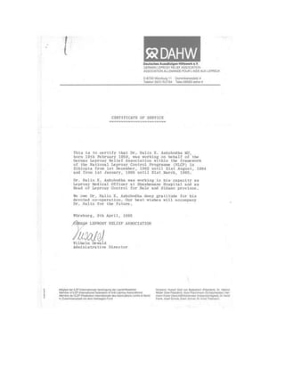 Service letter DAHW