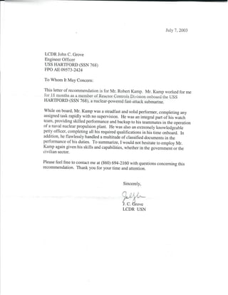 LCDR Grove Letter