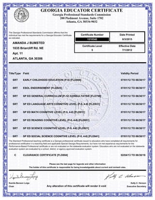 Ga Teaching Certificate