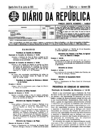 GABINETE DA ÁREA DE SINES - Resolução do Conselho de Ministros 34/85, de 27 de Junho