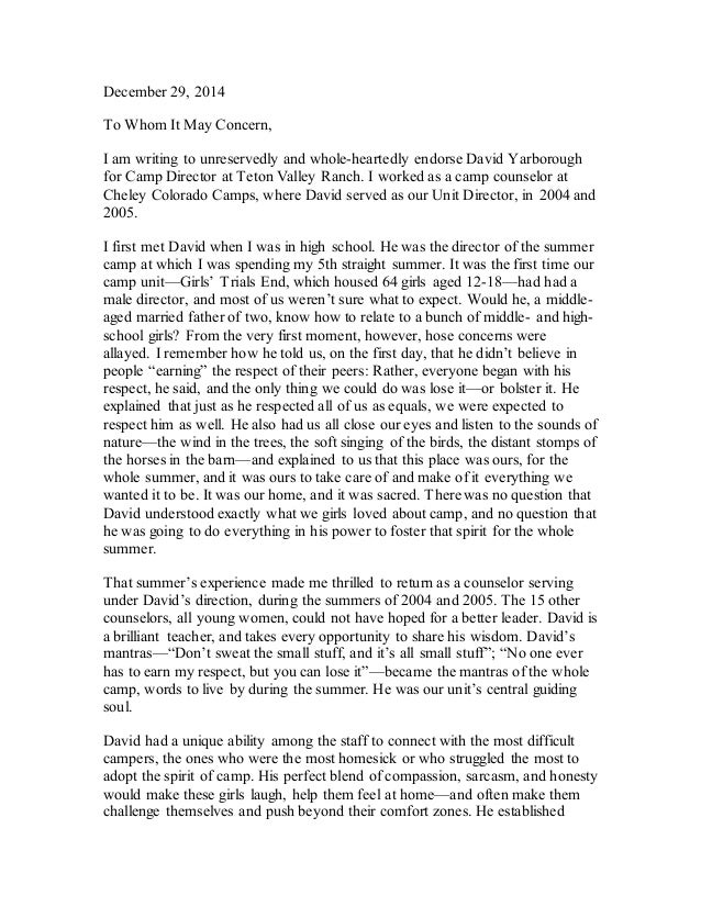 letter of reference ali frick how to write a recommendation letter for a camp counselor