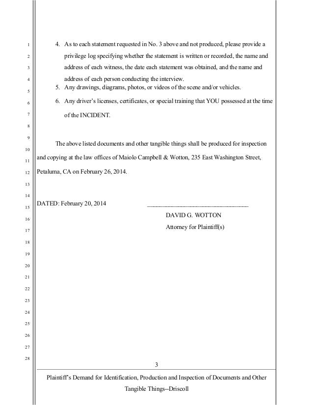 PLS 54 Demand for Production and Inspection of Documents and Other Ta…