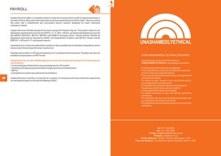 Inqaba Services offers a complete solution to payroll outsourcing for small to large businesses in
SouthernAfrica,Africa and internationally (local and expats/blue and white collar). We ensure that
the client has a streamlined and successful payroll solution designed for each individual
company’s needs.
Inqaba Services handles all payroll functions using VIP Premier Payroll. The system caters for all
legislative requirements such as tax (PAYE), U.I.F, SDL, OID etc. as well as all bargaining councils
like MIBFA (SEIFSA), MICFA, NBCRFI and MIBCO amongst others. Payroll division handle all
legislative reporting as required by SARS, the Department of labour and SETA’s; these include
EMP201, OID and U.I.F submission reports.
Uploading from a time and attendance system is also possible due to standard integrations which
reduce input time and avoid human input errors.
Payslips are printed on VIP payroll stationary for a professional end product. Payslips can also be
emailed to employees in a PDF format.
Inqaba Services handle HR Management and all documents pertaining to the following but
not limited to:
• Control all types of leave forms and processing onto VIPsystem
• Updating of employee personal data changes and record maintenance
• IRP5’s
• Complete and submit documents for terminations
Inqaba Services currently run payrolls for a variety of companies and have extensive experience
on site based projects on Kusile and Medupi (SSA).
PAYROLL
OUR UNASHAMEDLYETHICALPROMISE:
As a business we are committed to being
UNASHAMIDLYETHICAL.Accordingly, we commit:
To be honest and ethical in all our dealings
To provide efﬁcient, economic and effective products
and services on an impartial manner
To provide all stakeholders with timely, accessible and
accurate information
To refuse to elicit, accept or pay any bribes and to
encourage others to do the same
To negotiate all contracts with the utmost integrity
To pay taxes and to honour all our creditors
To pay reasonable salaries and wages
To submit ourselves to just and ethical governing
authorities
To remember the poor by investing generously and
sacriﬁcially in the broader community
To collaborate with our peers to impact our community
and nation
Tel: 011 425 2932
Fax: 011 425 1928
E-mail: info@inqabaservices.co.za
Website: inqabahr.co.za
Postal Address: PO Box 131316, Northmead, 1501
Physical Address: 3 Hartshorne Street, Rynﬁeld, Benoni, 1501
 