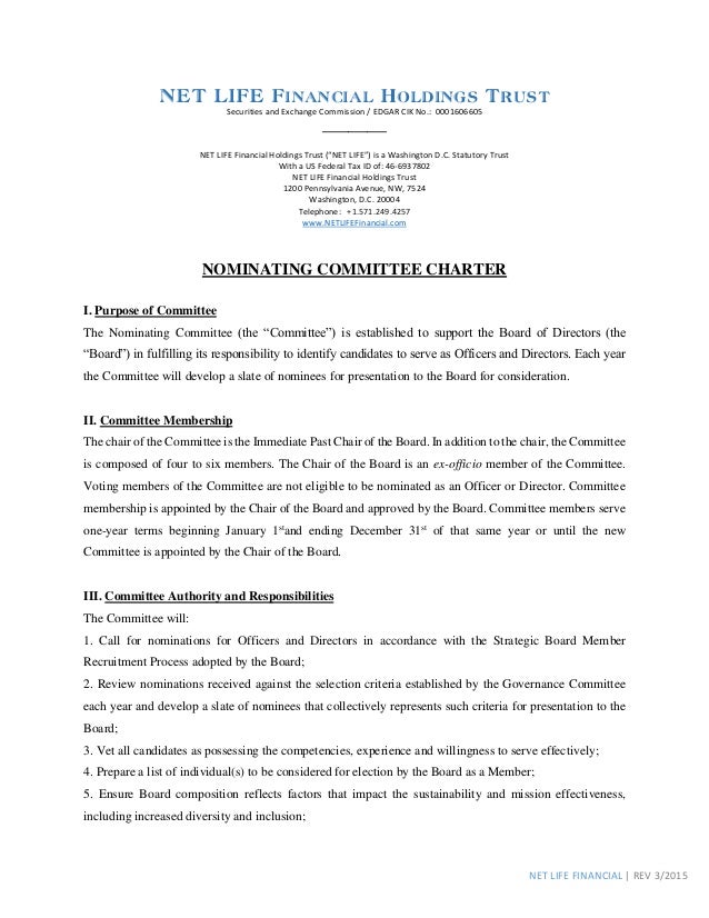 NLF Nominating Committee Charter 2015