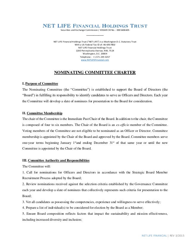 committee charter template nlf nominating committee charter 2015 committee charter template nlf nominating committee charter 2015