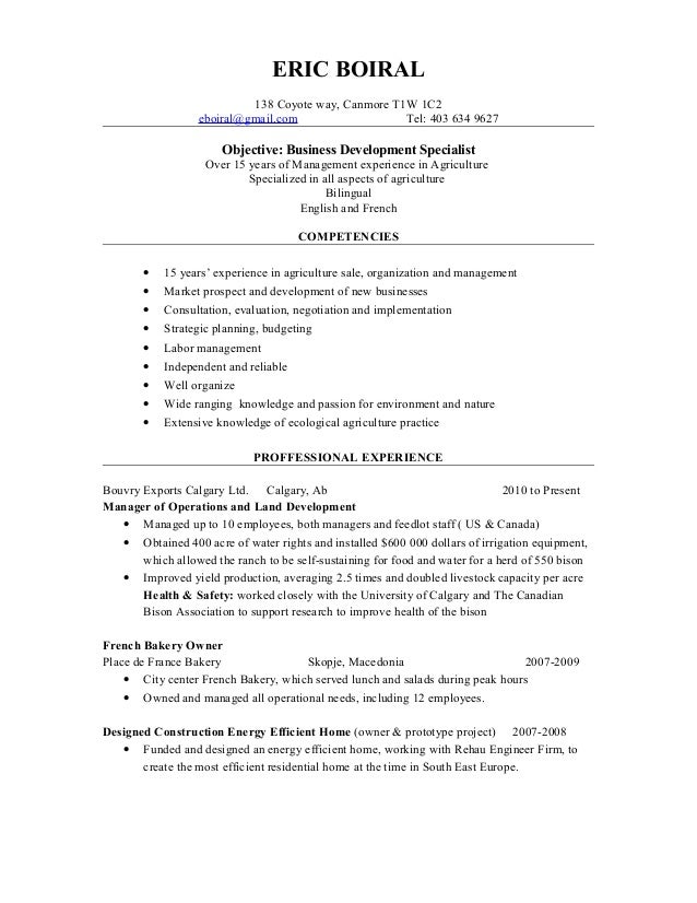 business development specialist resume
