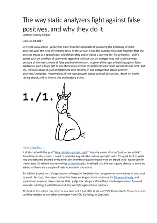 The way static analyzers fight against false positives, and why they do ...