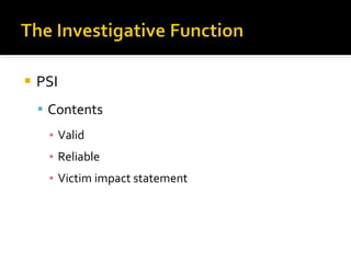 PSI Contents Valid Reliable  Victim impact statement  
