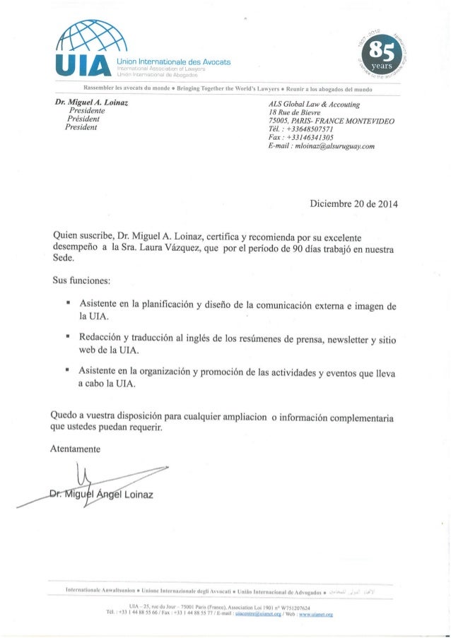 Carta de recomendación laboral del Dr. Miguel Loinaz para Carta de recomendación laboral del Dr. Miguel Loinaz para
