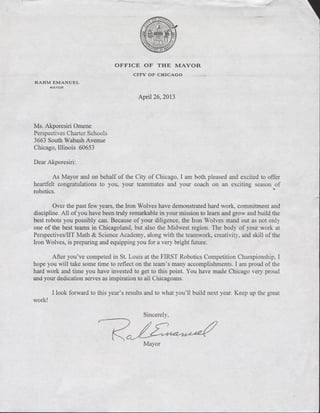 Letter from Mayor